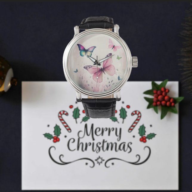 春ジョーピンク蝶の贈り物 腕時計 (クリエイターアップロード済み)