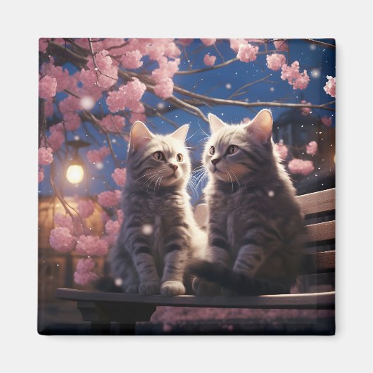 春スウィートさくらんぼ花ズキテンス マグネット (正面)