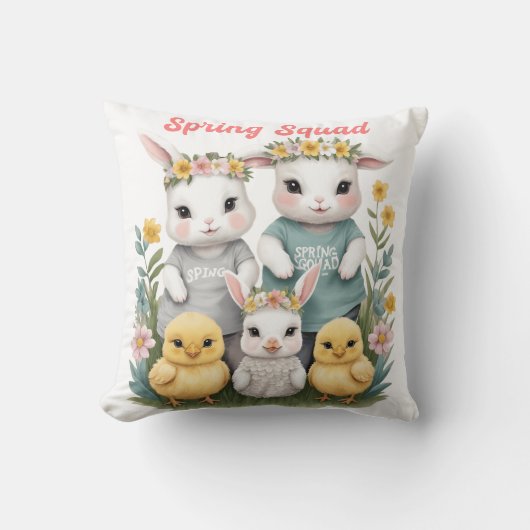 春スクワートバニー&シック・イースター クッション (正面)