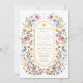春スタイリッシュワイルドフラワーメドーガーデン卒業 招待状 (正面)