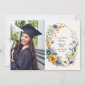春スタイリッシュワイルドフラワーメドーガーデン卒業 案内状 (正面)