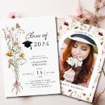 春スタイリッシュ山花卒業会写真 招待状<br><div class="desc">祝春ワイルドフラワー卒業パーティー写真招待状とスタイルしスタイリッシュて、卒業生の節目を迎えた。水の色素晴らしのワイルドフラワーメドウブーケと後ろの卒業生の写真を備え、この招待は優雅さと魅力でいっぱいの植物性フローラの庭のパーティーのトーンを設定する。繊細なピンクの色合いと色の鮮やかポップは、春や夏のお祝いに最適なボーホシックとカラフルの雰囲気を作り出す。私たちの素朴なヴィンテージボヘミアンデザインは、書道タイポグラフィスクリプトと組み合わせて、あなたのイベントに洗練のtouchを追加。このトレンディーと上品な招待で彼らの業績を示すように、あなたの卒業生を輝かせなさい。2024年の大学院生に対して、完璧な招待から始まる忘れられないパーティーで応援を述べる。</div>