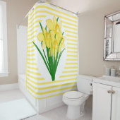 春スタイルイエローダッフルズフラワー シャワーカーテン (インサイチュ)