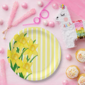 春スタイルダフォジルイエロストライプ ペーパープレート (パーティー)