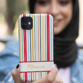 春スタイル垂直ストライプ名前をカスタムする iPhone 11 ケース