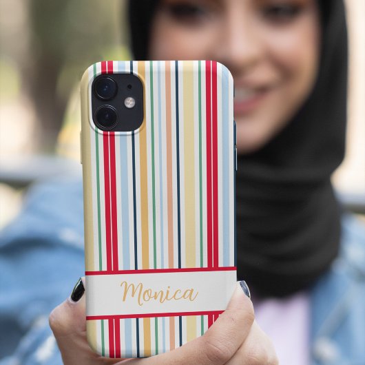 春スタイル垂直ストライプ名前をカスタムする Case-Mate iPhoneケース