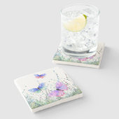 春ストーンコースターカラフル蝶飛んでいる ストーンコースター (横)