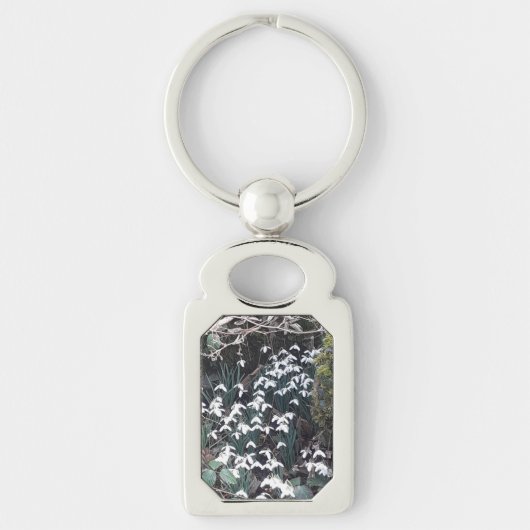 春スノードロップメタルキーリング キーホルダー (正面)