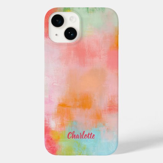 春スパーク – ピンクコーラル – 名前またはモノグラム Case-Mate iPhoneケース (裏面)