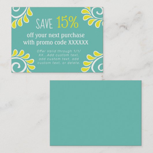 春スワールのプロモーションコード割引カード 名刺 (正面/裏面)