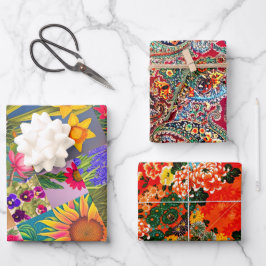 春セットフローラ、ペイズリー、マジョンエグレッツ ラッピングペーパーシート