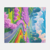 「春セレニティ – さくらんぼブロッサムトレイルスロー」 フリースブランケット (正面(横))