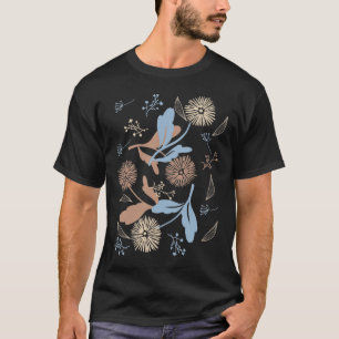 春タンポポ模様の茶色の口蓋 Tシャツ