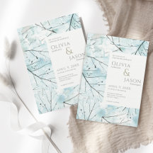 春ターコイズアクア抽象芸術フラワーズ招待状