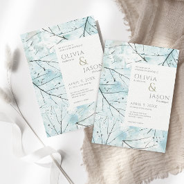 春ターコイズアクア抽象芸術フラワーズ招待状 招待状