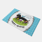 春ダクシュント(黒と日焼け)かわいい犬 ドアマット (アングル)