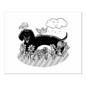 春ダシュント(黒とタン)かわいい犬 ラバースタンプ (インプリント)