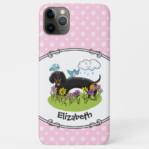 春ダシュント(黒とタン)かわいい犬 iPhone 11 PRO MAXケース