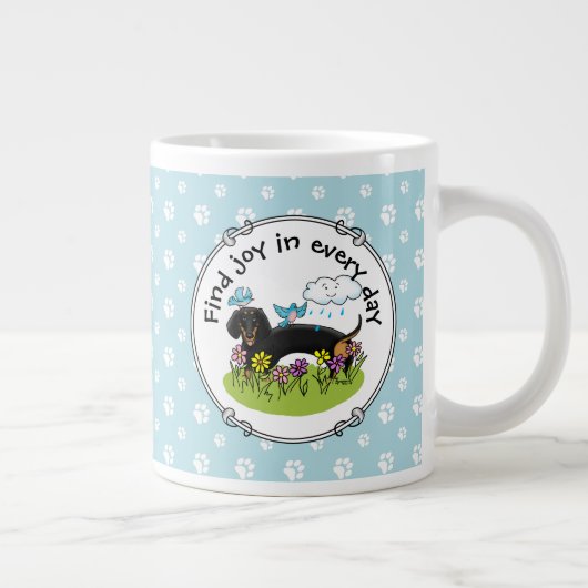 春ダシュンドドッグダックスフンド（黒とタン）かわいい ジャンボコーヒーマグカップ (右)