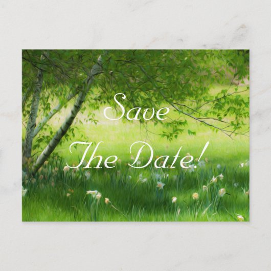 春ダフォジルスウェディング日付を保存 案内ポストカード (正面)