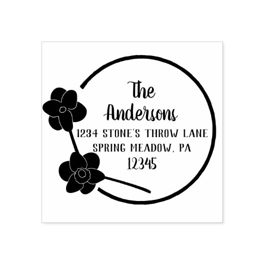 春ダフォジルスラウンドシェイプ差出人住所 ラバースタンプ (インプリント)