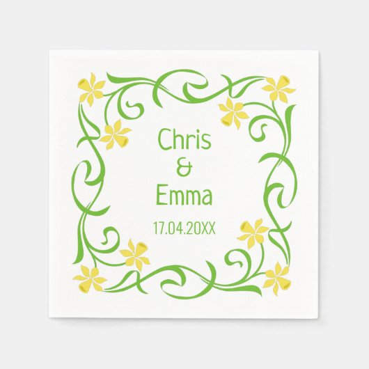 春ダフォジル スタンダードカクテルナプキン (正面)