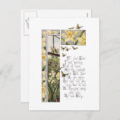 春ダフォジル&蝶ヴィンテージイースター シーズンポストカード (正面/裏面)