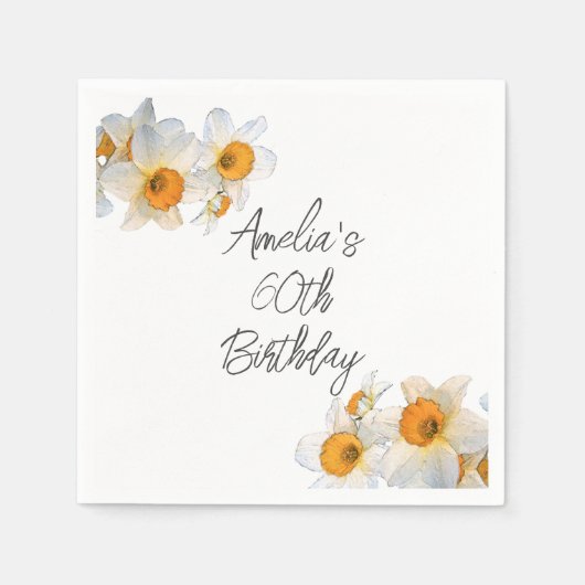 春ダフォディルアエージ誕生日 スタンダードカクテルナプキン (正面)