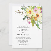 春ダフォディルブーケウォーター色結婚フローラ 招待状 (正面)