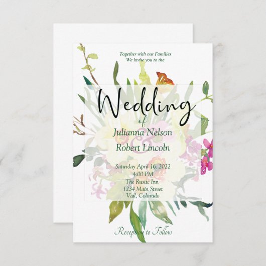 春ダフォディルブーケ結婚式招待状 招待状 (正面/裏面)