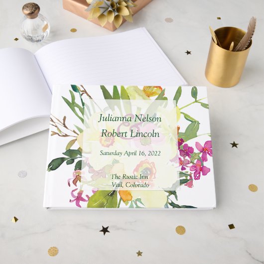 春ダフォディル結婚ブーケ ゲストブック (正面見開き)