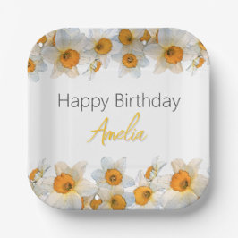 春ダフォディル誕生日 ペーパープレート