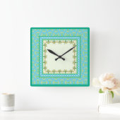 春ダフォド縁どルと水玉模様の壁時計 スクエア壁時計 (ホーム)