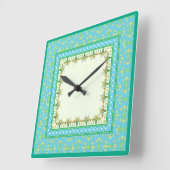 春ダフォド縁どルと水玉模様の壁時計 スクエア壁時計 (傾斜)