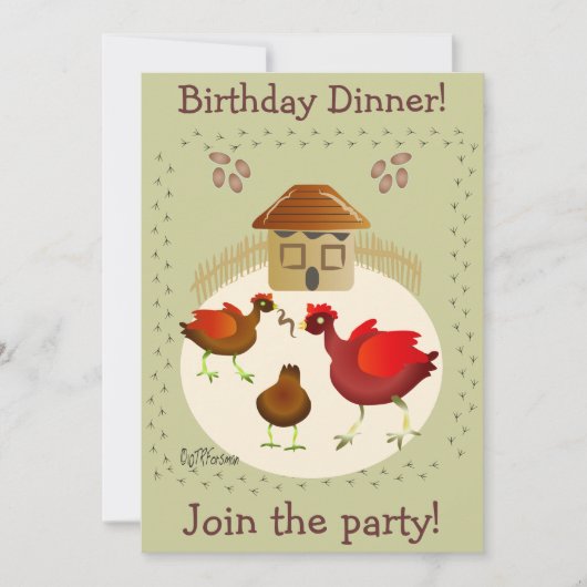 春チキンアートカード任意の大事な行事カスタマイズ! 招待状 (正面)