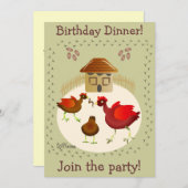 春チキンアートカード任意の大事な行事カスタマイズ! 招待状 (正面/裏面)
