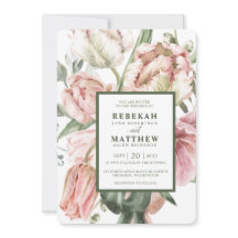 春チューリップウォーターカラーブーケ招待状