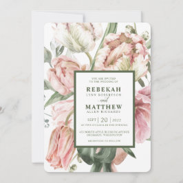 春チューリップウォーターカラーブーケ招待状 招待状