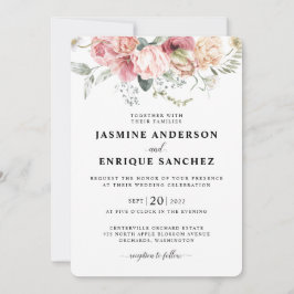 春チューリップウォーターカラーブーケ結婚式招待状 招待状