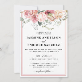 春チューリップウォーターカラーブーケ結婚式招待状 招待状