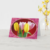 春チューリップグリーティングカード カード (黄色い花)