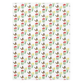 春チューリップダフォジルアンド蝶フローラ テーブルクロス