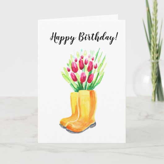 春チューリップハッピーバースデーカード。 カード (正面)