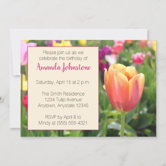 春チューリップパーティの招待状 招待状 (正面)