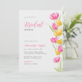 春チューリップボホシックピンクイエローブライダルシャワー 招待状 (スタンド正面)