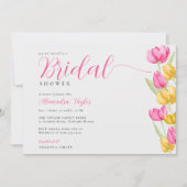 春チューリップボホシックホットピンクブライダルシャワー 招待状 (正面)
