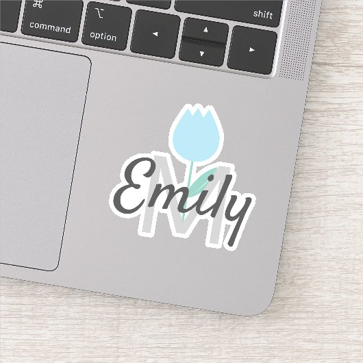 春チューリップモノグラムの名前をカスタムする シール (詳細)