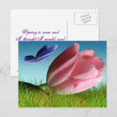 春チューリップ及び蝶葉書 ポストカード (正面/裏面)