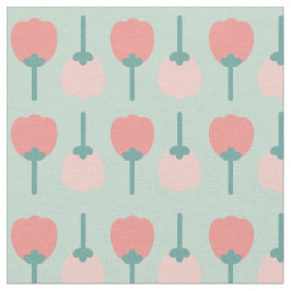 春チューリップ花花フローラルパターンonグリーン ファブリック