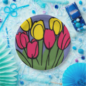 春チューリップ ペーパープレート (パーティー)